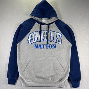 Dallas Cowboys Nation Hoodie Sweatshirt Large Gray Blue NFL Football Logo Fleece